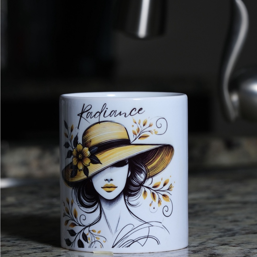 Custom Made Chic Lady with Floral Hat Ceramic Mug (11 oz)